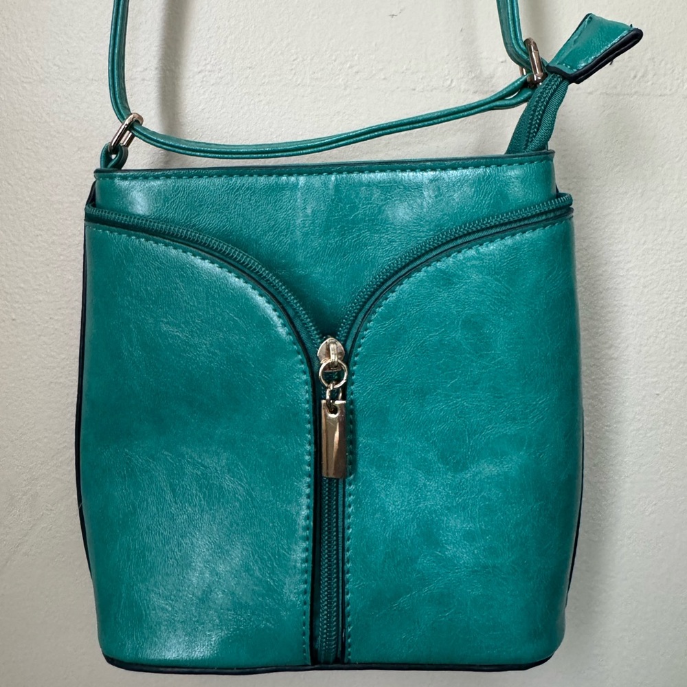 Turquoise Genuine Italian Leather Crossbody Bag